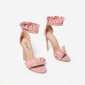 Blush Pink Strappy Faux Suede Heel
